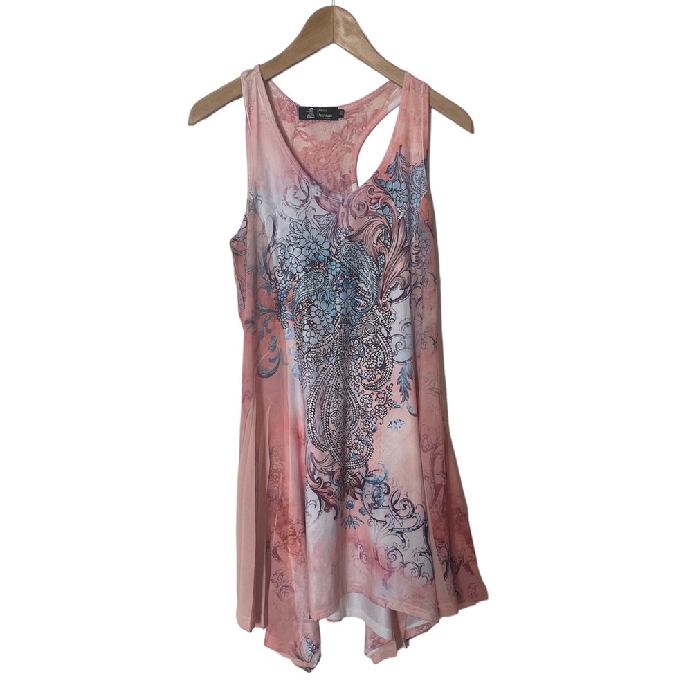 🎈Beautiful flair A-line pink dress with unique pattern size M.